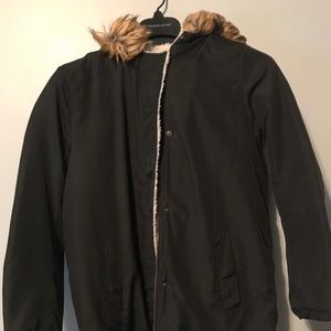 Black long thigh length coat